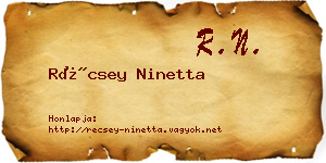 Récsey Ninetta névjegykártya